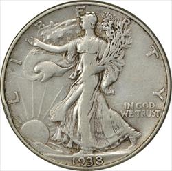 1938-D Walking Liberty Silver Half Dollar EF Uncertified #304