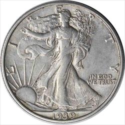 1939-S Walking Liberty Silver Half Dollar AU Uncertified