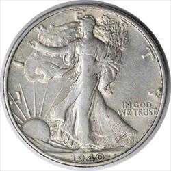 1940-S Walking Liberty Silver Half Dollar AU Uncertified