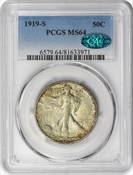 1919-S Walking Liberty Silver Half Dollar MS64 PCGS (CAC)