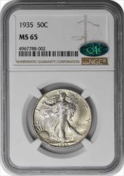 1935 Walking Liberty Silver Half Dollar MS65 NGC (CAC)