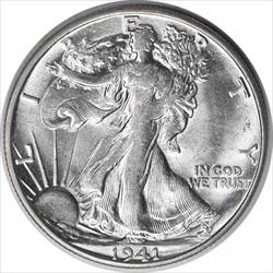 1941-S Walking Liberty Silver Half Dollar MS63 Uncertified #205