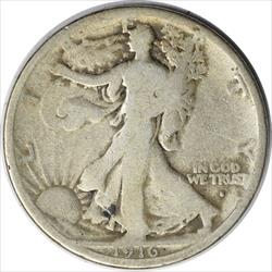 1916-S Walking Liberty Silver Half Dollar G Uncertified #112