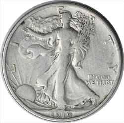 1919-D Walking Liberty Silver Half Dollar F Uncertified #152
