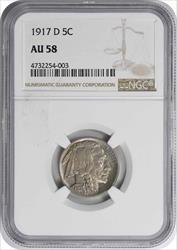 1917-D Buffalo Nickel AU58 NGC