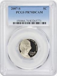 2007-S Jefferson Nickel PR70DCAM PCGS