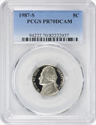 1987-S Jefferson Nickel PR70DCAM PCGS