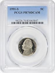 1991-S Jefferson Nickel PR70DCAM PCGS
