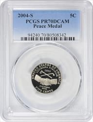 2004-S Jefferson Nickel PR70DCAM Peace Medal PCGS