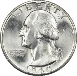 1940-S Washington Silver Quarter MS64 Uncertified