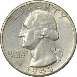 1943-D Washington Silver Quarter AU Uncertified