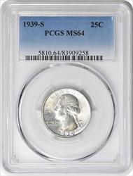 1939-S Washington Silver Quarter MS64 PCGS