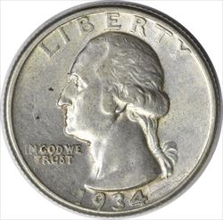 1934-D Washington Silver Quarter AU Uncertified #115