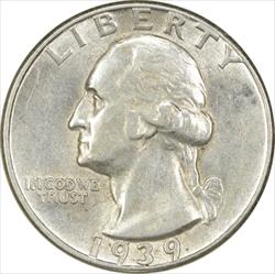 1939-D Washington Silver Quarter AU Uncertified