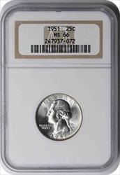 1951 Washington Silver Quarter MS66 NGC