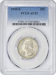 1935-S Washington Silver Quarter AU53 PCGS