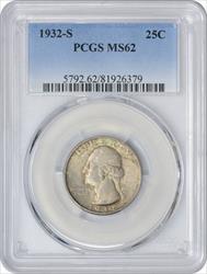 1932-S Washington Silver Quarter MS62 PCGS