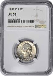 1932-D Washington Silver Quarter AU55 NGC
