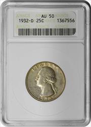 1932-D Washington Silver Quarter AU50 ANACS