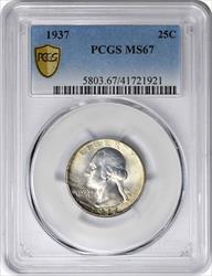 1937 Washington Silver Quarter MS67 PCGS