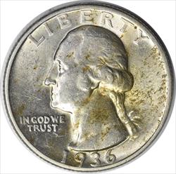 1936-D Washington Silver Quarter AU58 Uncertified #1123
