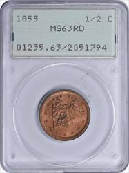 1855 Half Cent MS63RD PCGS