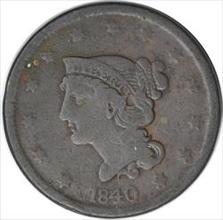 1840 Large Cent Large Date F Uncertified