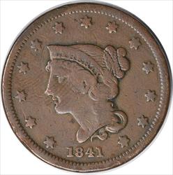 1841 Large Cent VG Uncertified
