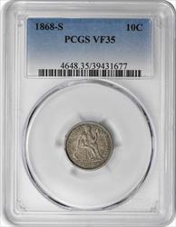 1868-S Liberty Seated Silver Dime VF35 PCGS