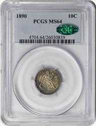 1890 Liberty Seated Silver Dime MS64 PCGS (CAC)