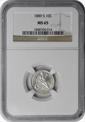 1889-S Liberty Seated Silver Dime MS65 NGC
