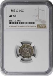 1852-O Liberty Seated Silver Dime EF45 NGC