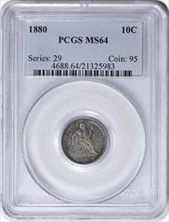 1880 Liberty Seated Silver Dime MS64 PCGS