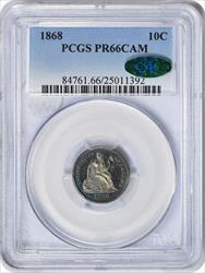 1868 Liberty Seated Silver Dime PR66CAM PCGS (CAC)