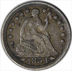1854 Liberty Seated Silver Half Dime Arrows EF Uncertified