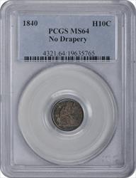 1840 Liberty Seated Silver Half Dime No Drapery MS64 PCGS