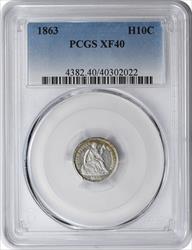 1863 Liberty Seated Silver Half Dime EF40 PCGS