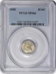 1858 Liberty Seated Silver Half Dime MS66 PCGS
