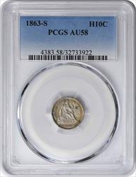 1863-S Liberty Seated Silver Half Dime AU58 PCGS