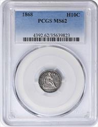 1868 Liberty Seated Silver Half Dime MS62 PCGS