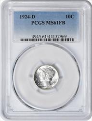 1924-D Mercury Silver Dime MS61FB PCGS