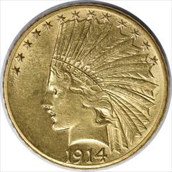 1914-D $10 Gold Indian AU Uncertified #240