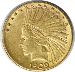 1909-D $10 Gold Indian AU58 Uncertified #113