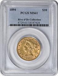 1894 $10 Gold Liberty Head MS61 PCGS