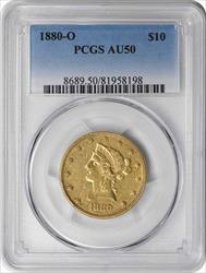 1880-O $10 Gold Liberty Head AU50 PCGS