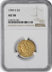 1909-S $5 Gold Indian AU58 NGC