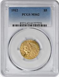 1912 $5 Gold Indian MS62 PCGS
