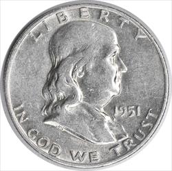 1951-D Franklin Silver Half Dollar AU Uncertified #928