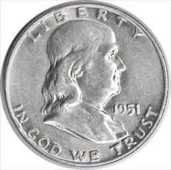 1951-D Franklin Silver Half Dollar AU Uncertified #929