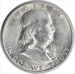 1951-S Franklin Silver Half Dollar AU Uncertified #931